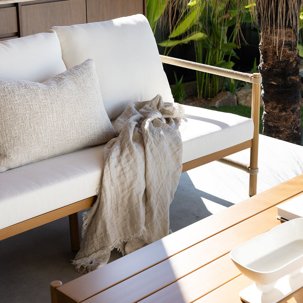 Stylish and comfortable outdoor sofa settings on a patio