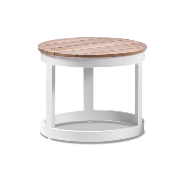 Arcadia Aluminium Sun Lounge Set in  w/ Balmoral Teak Round Side Table