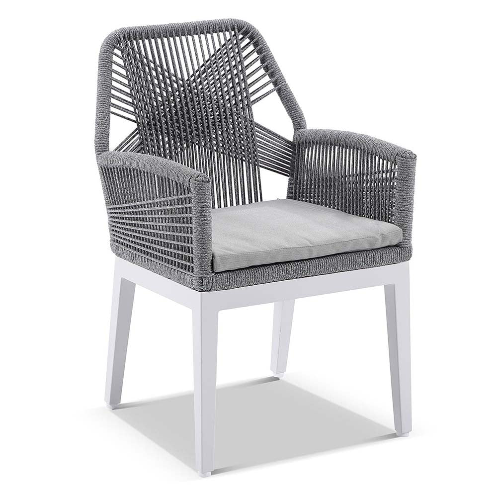 Hugo Ceramic 1.8m Outdoor Aluminium Dining Table with 6 Hugo Rope Chairs