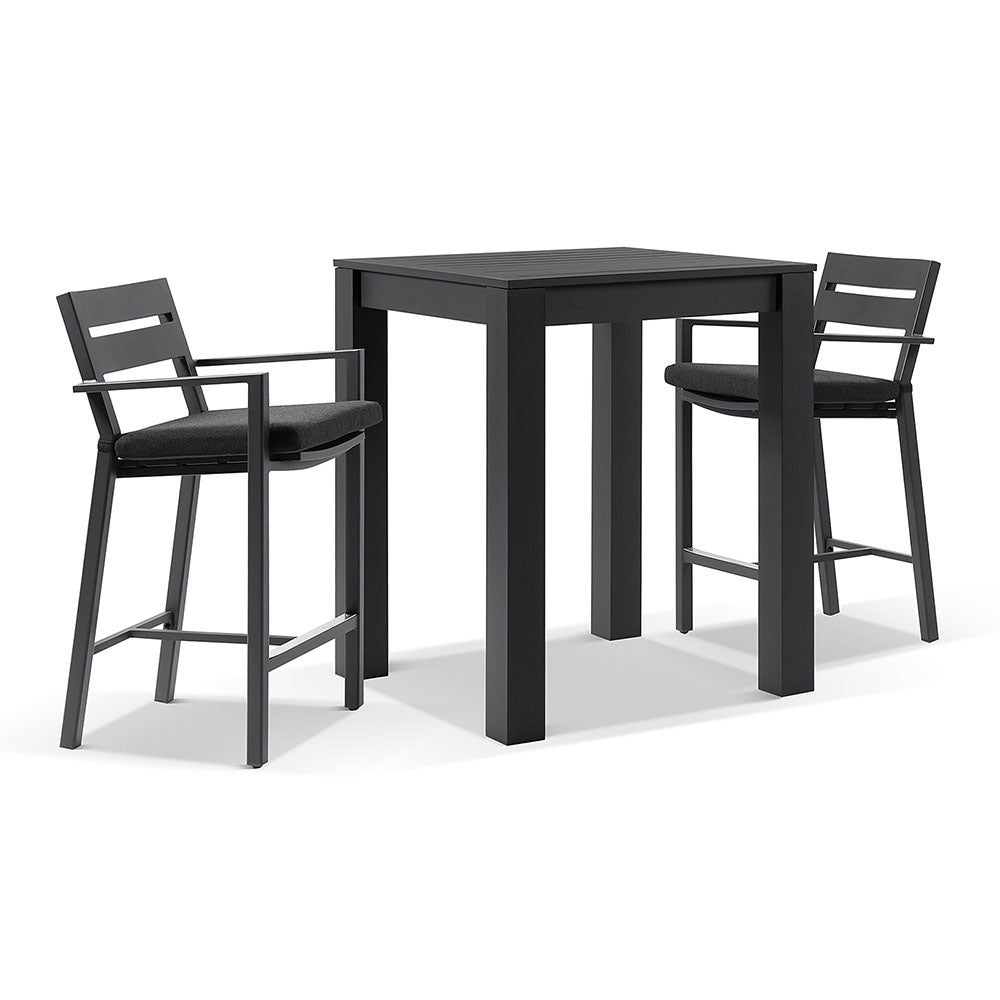 Santorini Outdoor Aluminium Square Bar Table with 2 Bar stools