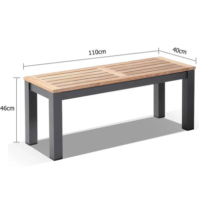 Balmoral 1.1m Outdoor Teak Timber and Aluminium Bench Seat