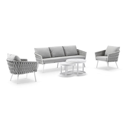 Lismore 3+1+1 Seater Outdoor Aluminium and Rope Lounge Set