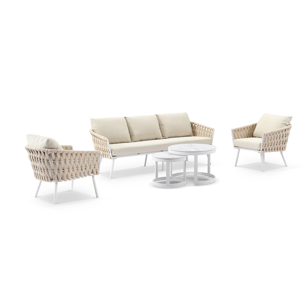 Lismore 3+1+1 Seater Outdoor Aluminium and Rope Lounge Set