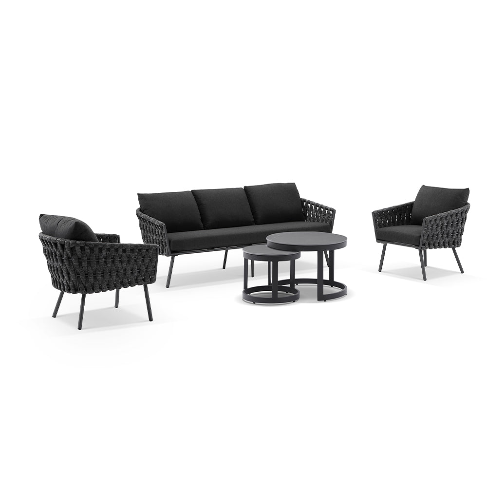 Lismore 3+1+1 Seater Outdoor Aluminium and Rope Lounge Set