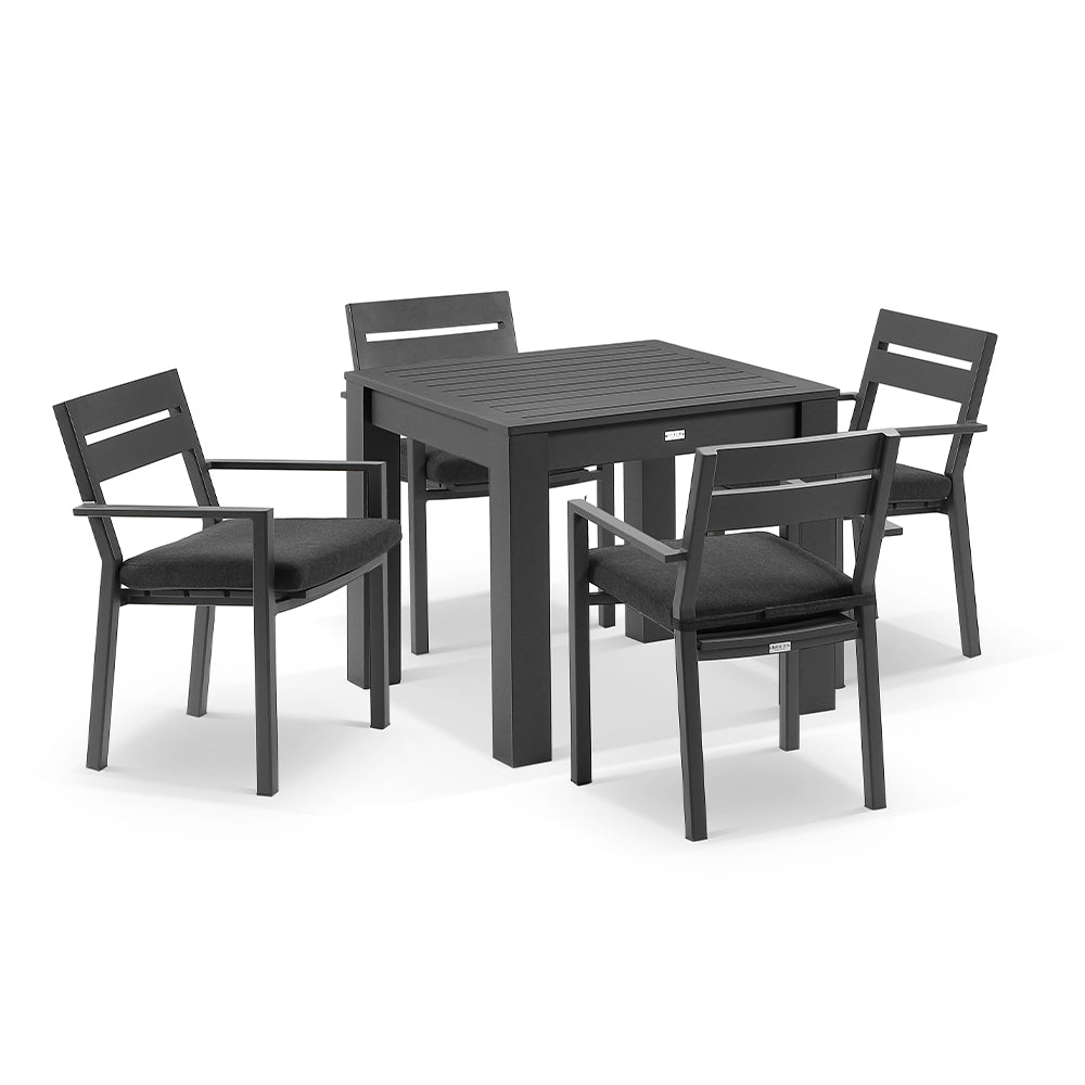 Santorini Outdoor 4 Seater Square Aluminium Dining Table with Santorini Chairs