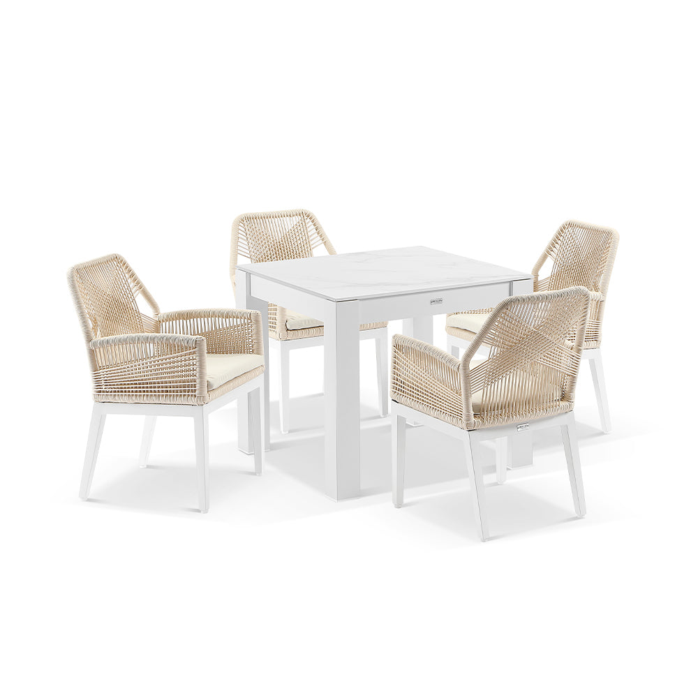 Hugo Outdoor 4 Seater Square Ceramic and Aluminium Dining Table with ...