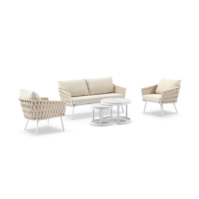 Lismore 2+1+1 Seater Outdoor Aluminium and Rope Lounge Set