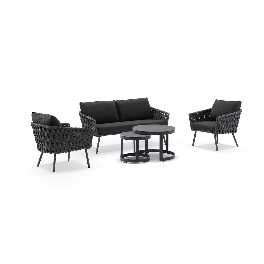 Lismore 2+1+1 Seater Outdoor Aluminium and Rope Lounge Set