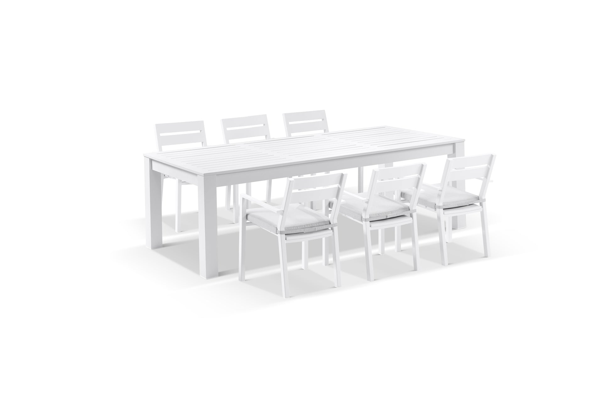 Santorini 8 Seater Outdoor Rectangle Aluminium Dining Table and Chairs Setting