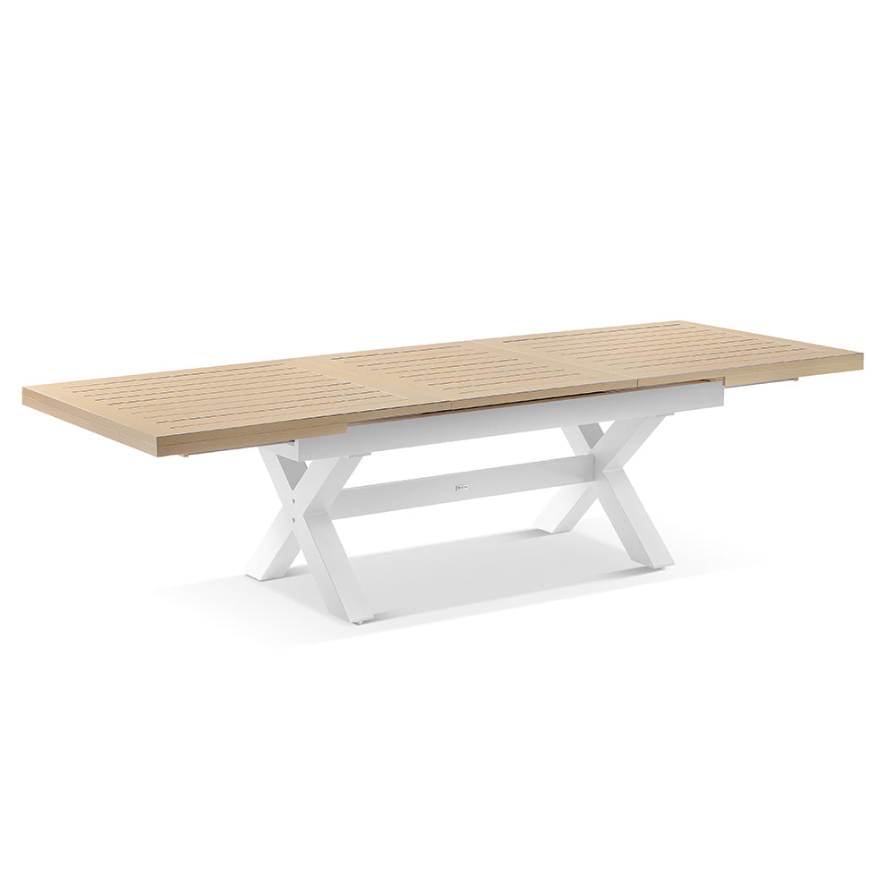 Austin Outdoor 2.2m - 3m Extension Dining Table with Light Oak Aluminium Top