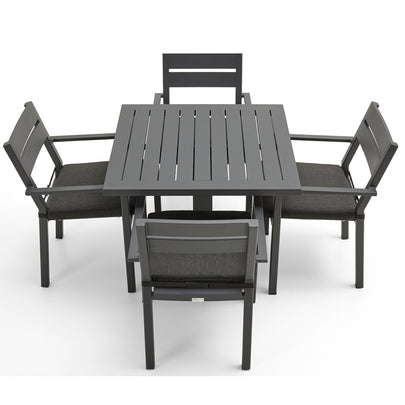 Avoca Outdoor Square Pedestal Aluminium Dining Table with Santorini Chairs