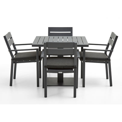 Avoca Outdoor Square Pedestal Aluminium Dining Table with Santorini Chairs