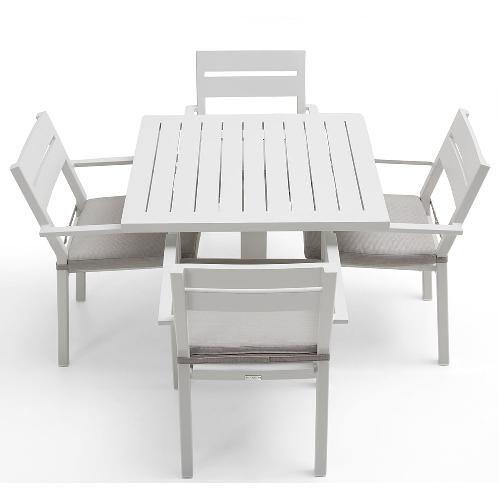 Avoca Outdoor Square Pedestal Aluminium Dining Table with Santorini Chairs