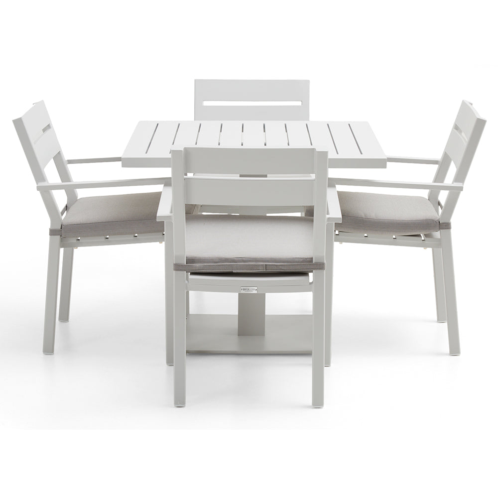 Avoca Outdoor Square Pedestal Aluminium Dining Table with Santorini Chairs