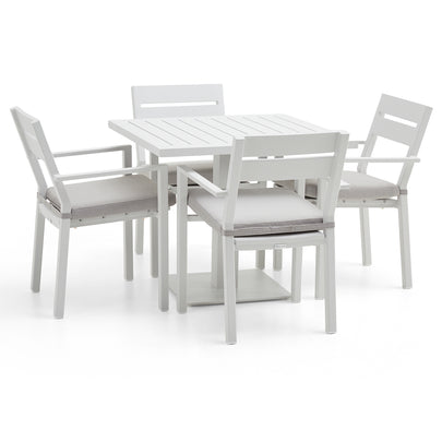 Avoca Outdoor Square Pedestal Aluminium Dining Table with Santorini Chairs