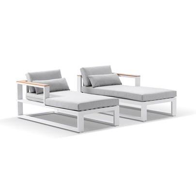 Balmoral Daybed Outdoor Aluminium and Teak Lounge with Round Side table