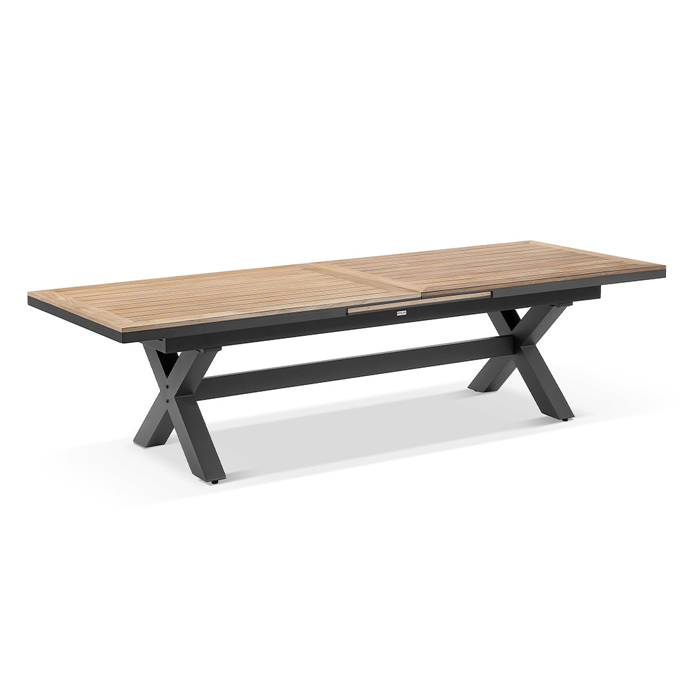 Austin Outdoor 3m-3.8m Extension Teak Timber and Aluminium Dining Table