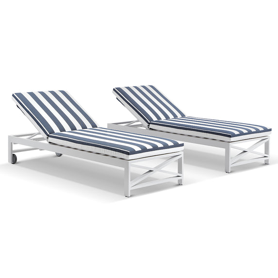 Kansas Outdoor Aluminium Sun Lounge Set on Wheels