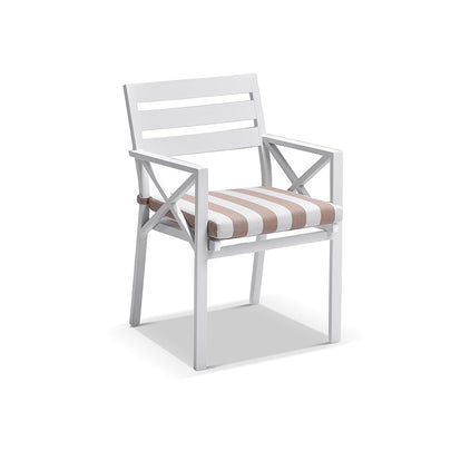 Hugo Outdoor 4 Seater Square Ceramic and Aluminium Dining Table with Kansas Chairs in Sunbrella