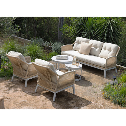 Hugo 3+1+1 Seater Outdoor Aluminium and Rope Lounge Set with Round Coffee Table Set