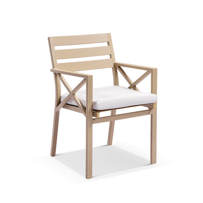 Kansas Outdoor Aluminium Dining Arm Chair in Light Oak Look