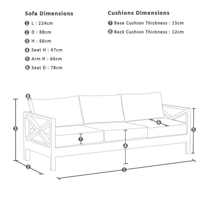 Whitehaven 3+2+1 Seater Outdoor Aluminium Lounge Set with Santorini Coffee Table