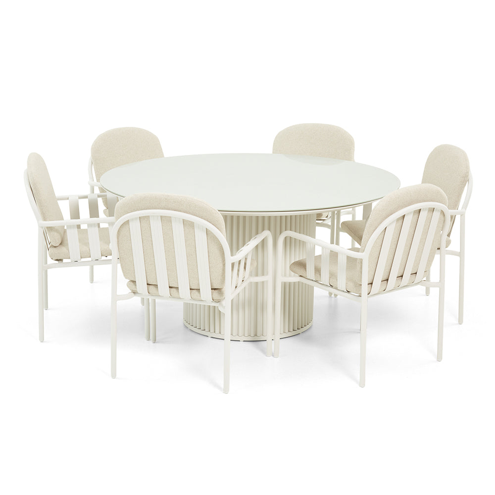 Mornington Outdoor 1.5m Round Dining Setting with 6 Chairs