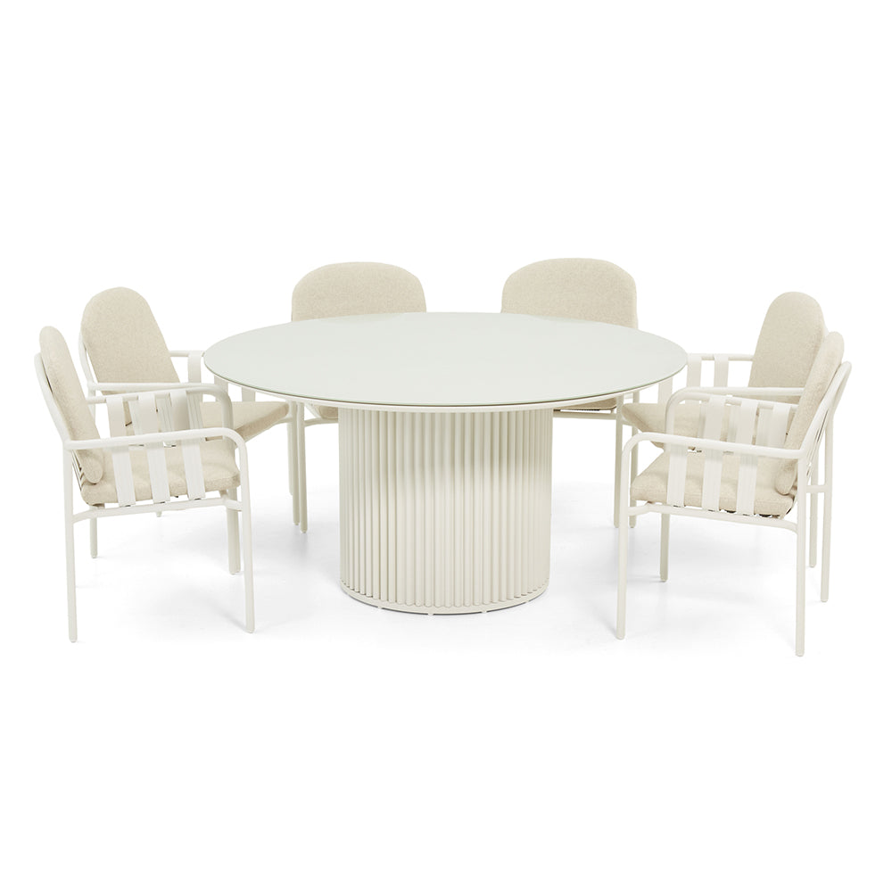 Mornington Outdoor 1.5m Round Dining Setting with 6 Chairs