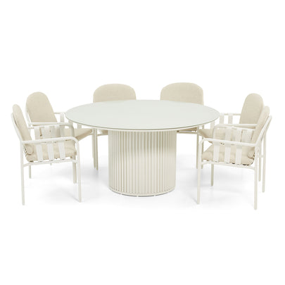 Mornington Outdoor 1.5m Round Dining Setting with 6 Chairs