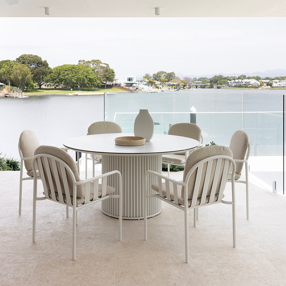 Mornington Outdoor 1.5m Round Dining Setting with 6 Chairs