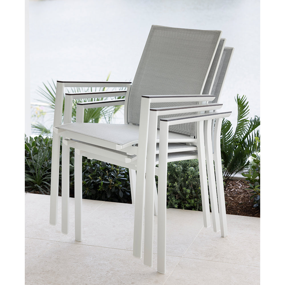 Tahitian 2.1m Aluminium Dining Table with 8 Patonga Dining Chairs