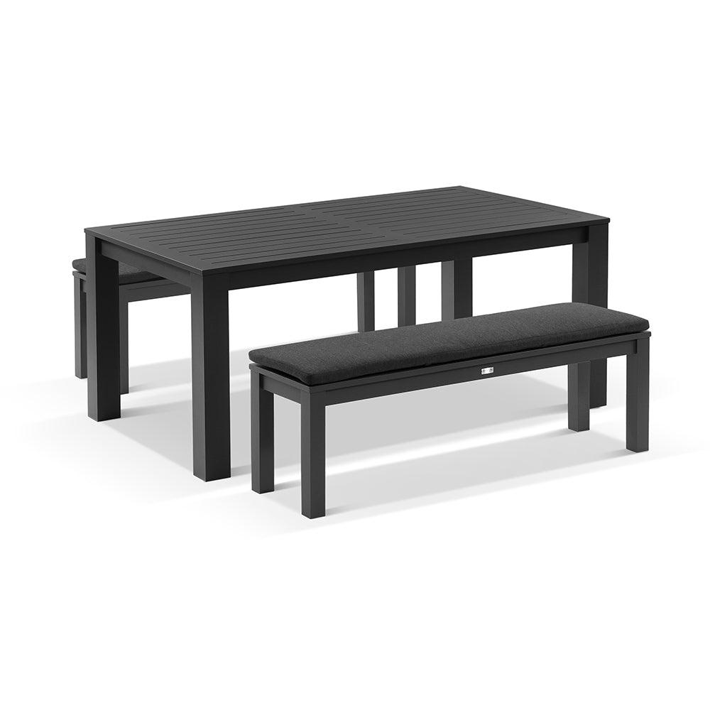 Santorini 1.8m Rectangle Aluminium Dining Table with 2 Bench Seats