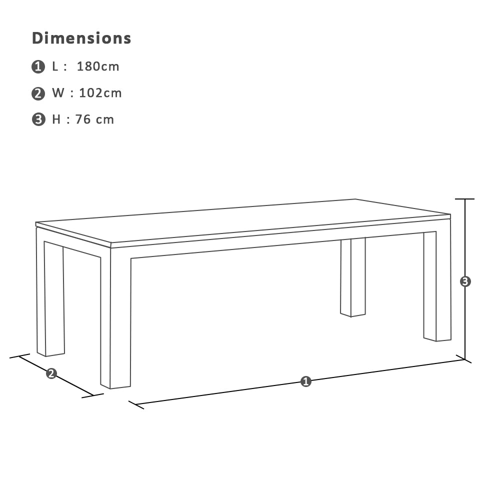 Santorini 1.8m Rectangle Aluminium Dining Table with 2 Bench Seats