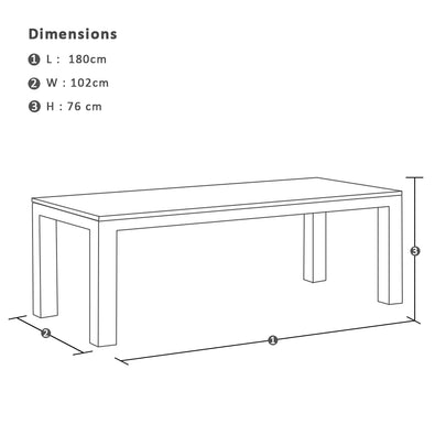 Santorini 1.8m Rectangle Aluminium Dining Table with 2 Bench Seats