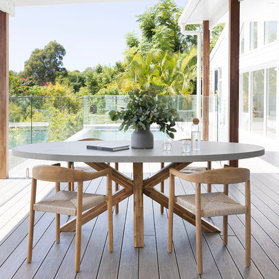 Tamarama Oval Outdoor Concrete Look Dining Table