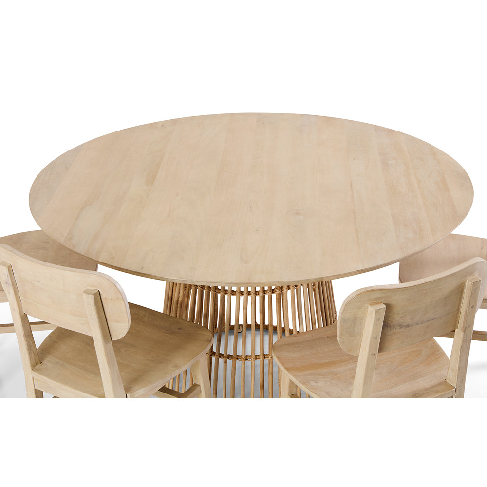 Tamborine Indoor 1.4m Round Dining Setting with 6 x Ettalong Chairs