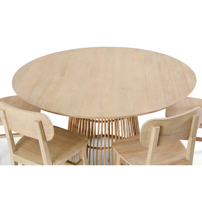 Tamborine Indoor 1.4m Round Dining Setting with 6 x Ettalong Chairs