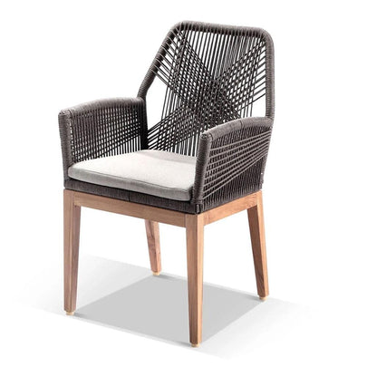 Darcey Outdoor Teak and Rope Dining Chair