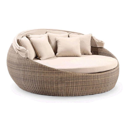 Large Newport Outdoor Wicker Round Daybed with Canopy