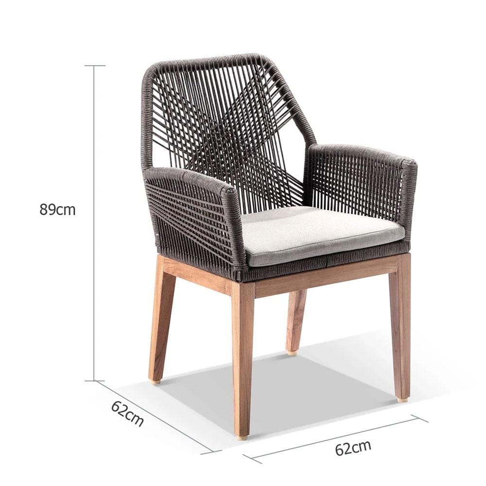 Darcey Outdoor Teak and Rope Dining Chair