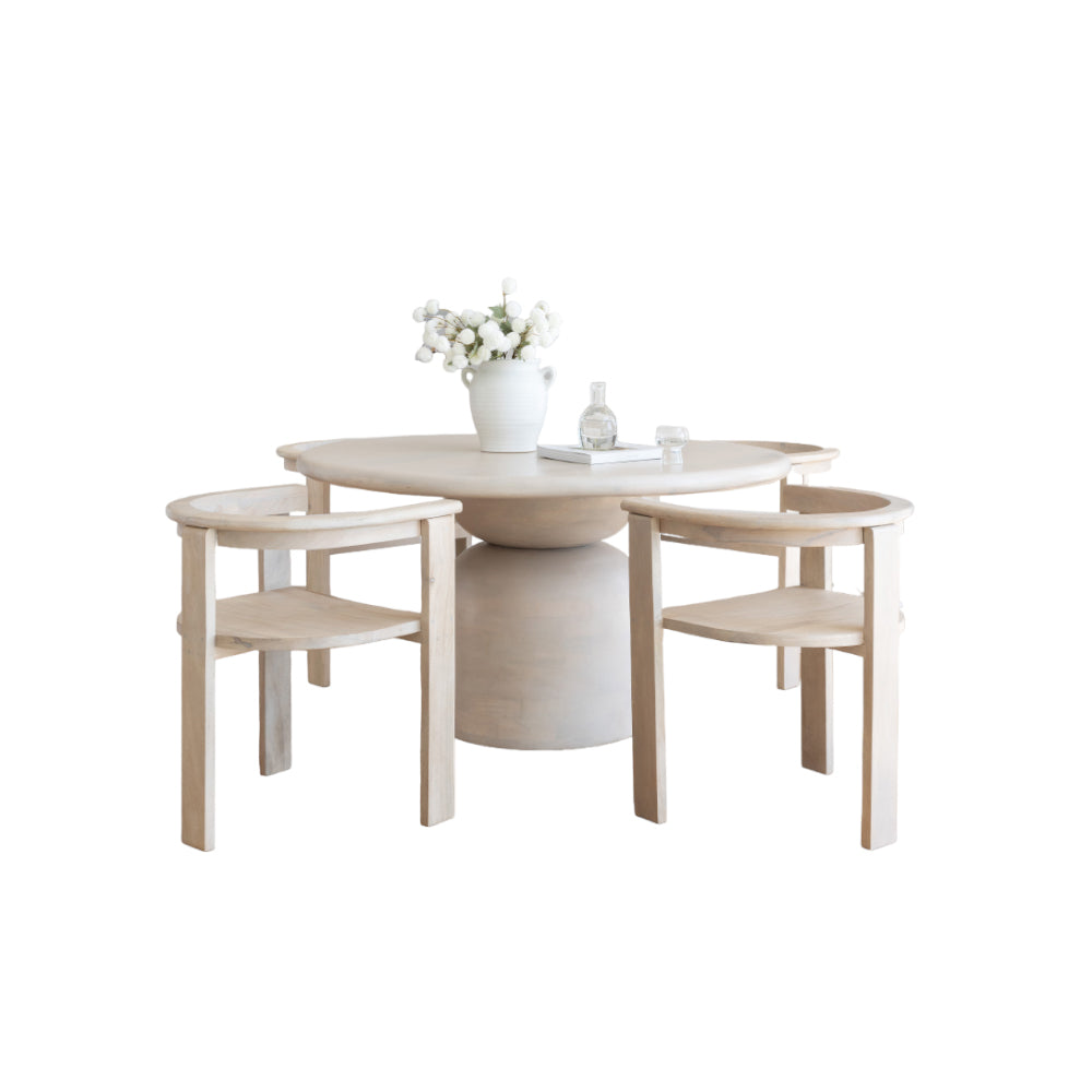 Milton Indoor 1.4m Round Wooden Dining Table with 4 x Jervis Chairs