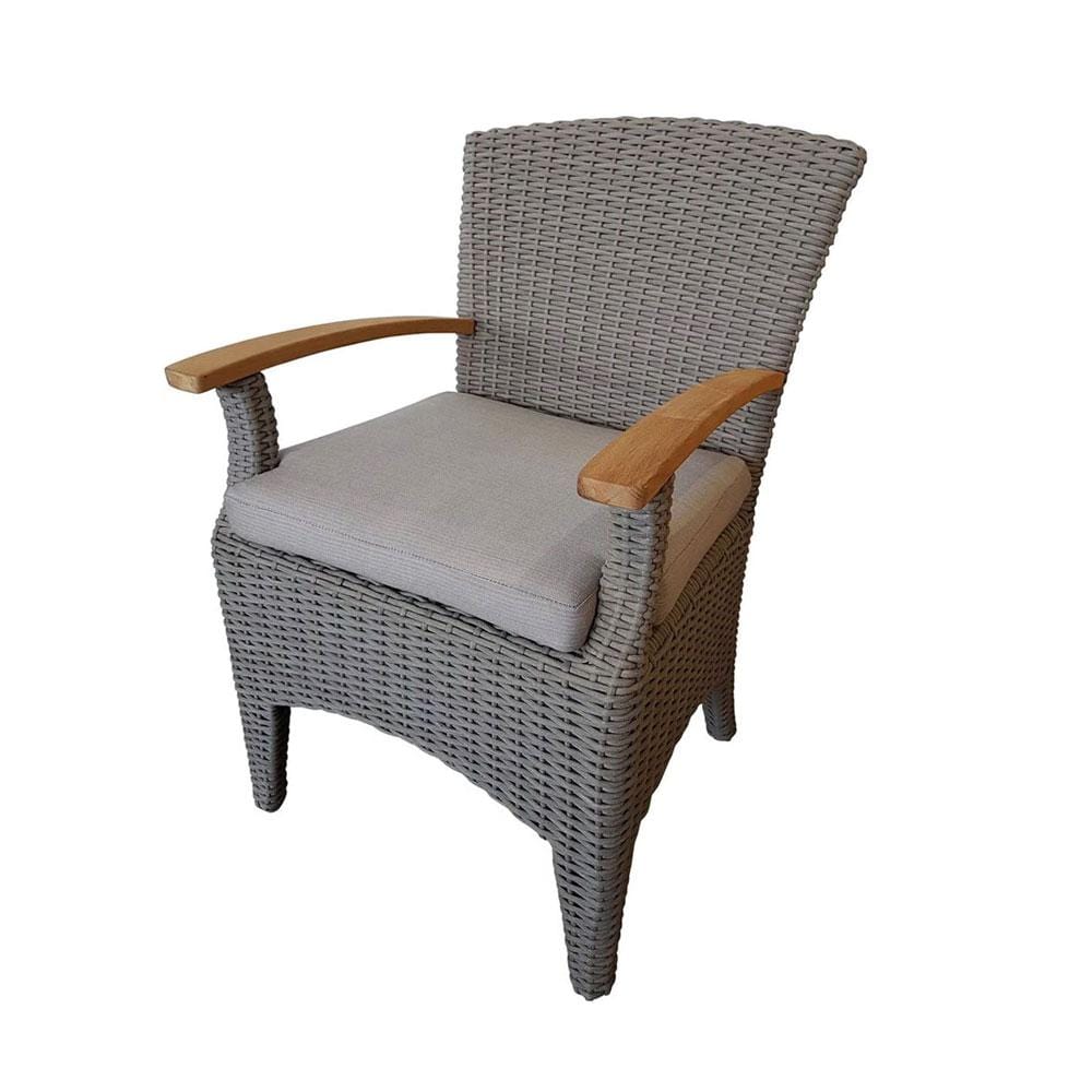 Kai Outdoor Wicker and Teak Dining Arm Chair