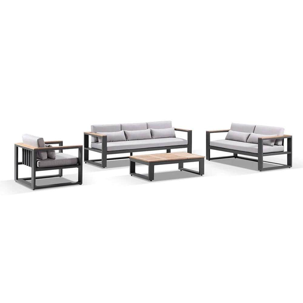 Balmoral 3+2+1 Seater Outdoor Aluminium and Teak Lounge Setting