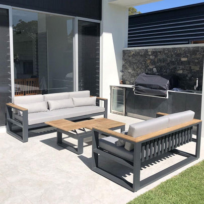 Balmoral 3+2+1 Seater Outdoor Aluminium and Teak Lounge Setting