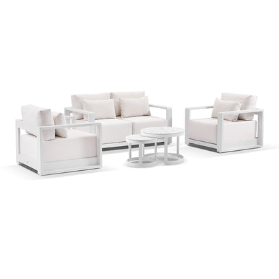 Whitehaven 2+1+1 Outdoor Aluminium Lounge with Sunbrella Cushions with Hugo Coffee Table Set