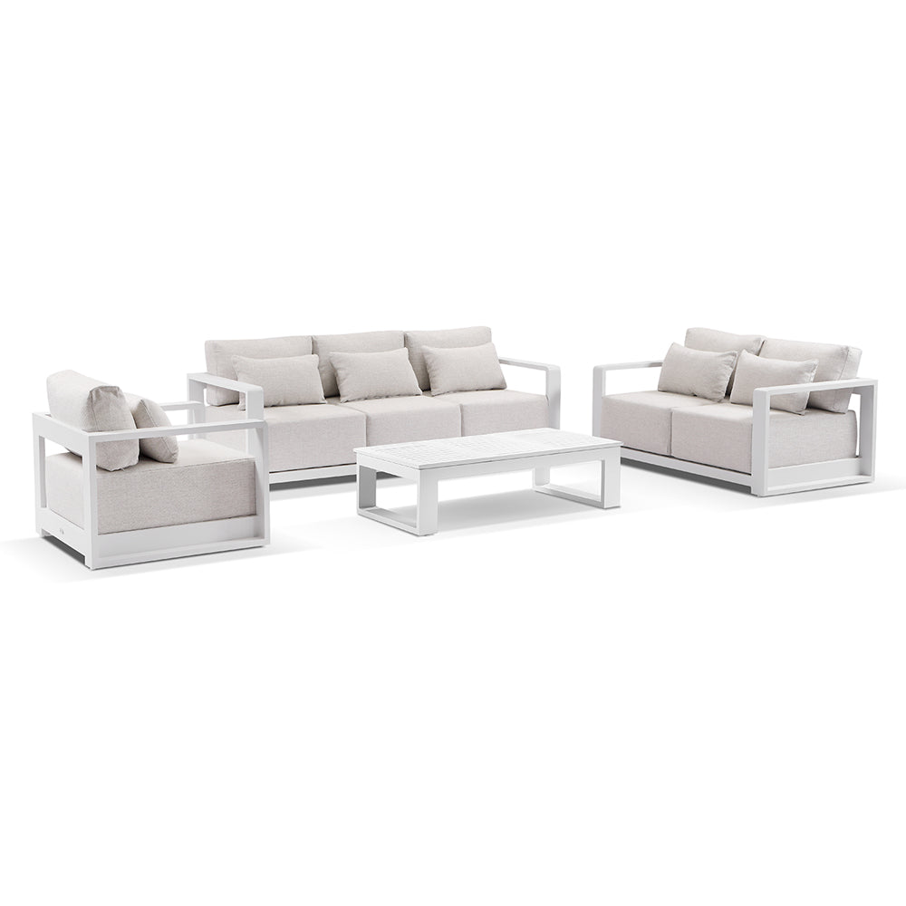 Whitehaven 3+2+1 Seater Outdoor Aluminium Lounge Set with Santorini Coffee Table