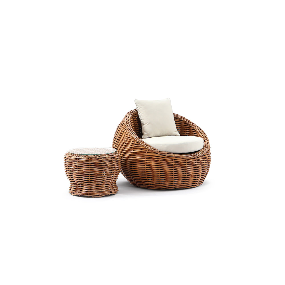 Newport Outdoor Wicker Lounge 2 x Arm Chair with Side Table