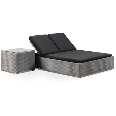 Breeze Outdoor Wicker Double Sun Lounge with Side Table Set