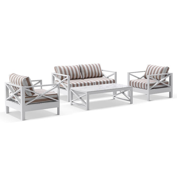 Kansas 2+1+1 seater Outdoor Aluminium Lounge Set with Coffee Table in Sunbrella