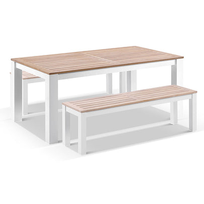 Balmoral 1.8m Teak Top Aluminium Table with 2 Bench Seats